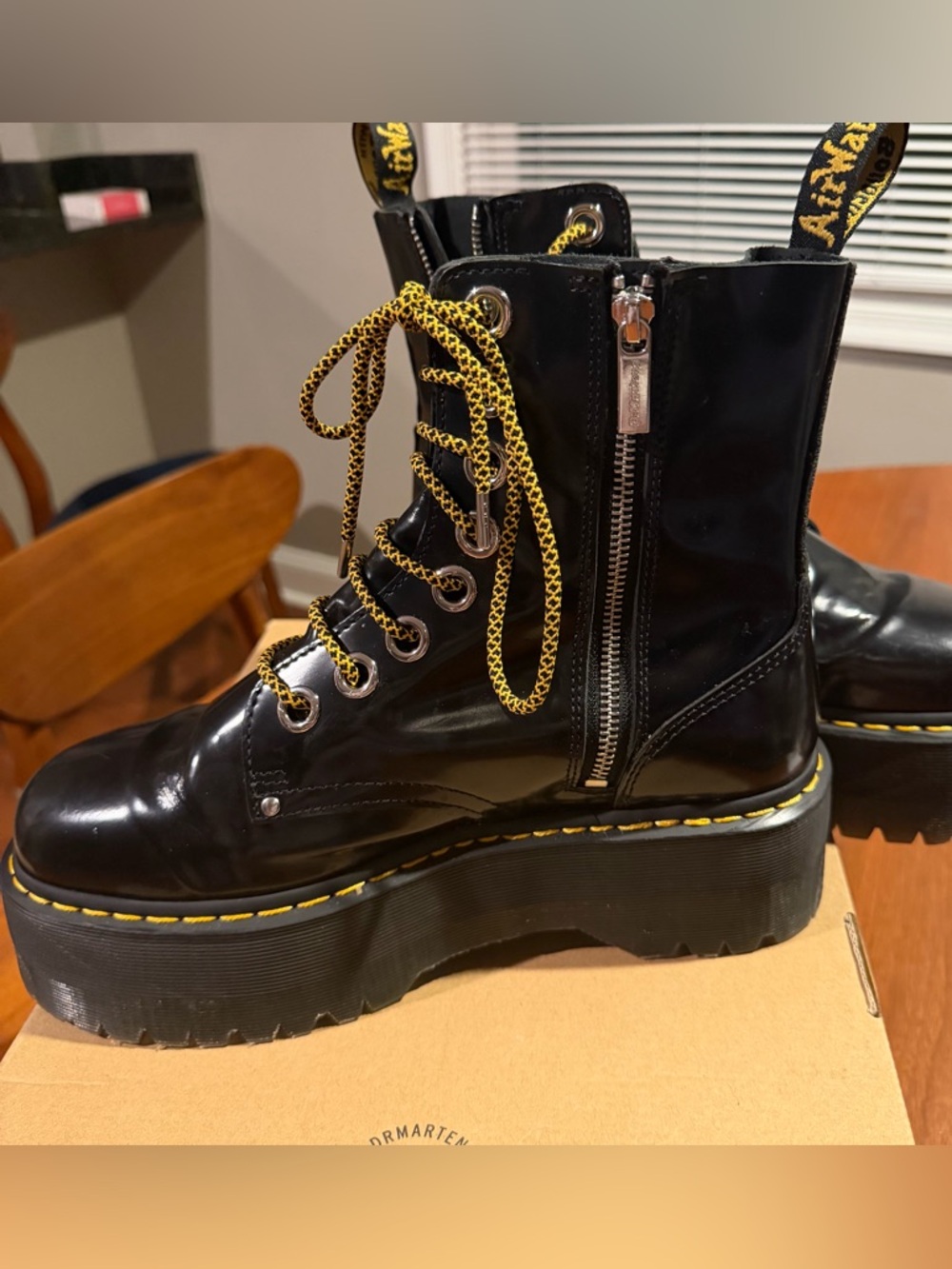 Dr Martens Black Leather Jadon Max Buttero Women's Black Platform Boots 11, EU43